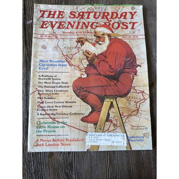 Vintage Other - 1939 DEC 16 Christmas Santa NORMAN ROCKWELL SATURDAY EVENING POST magazine print
